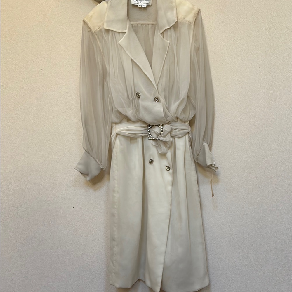 Vintage Cream Double-Breasted Dress by Mignon.